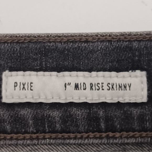 Edwin Pixie Womens Jeans 26 Mid Rise 9" Skinny Weathered Black Denim - Picture 8 of 16